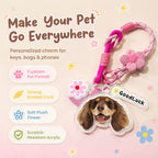 Personalized Dog Portrait Key Holder, Cute Floral Woven Rope Keychain