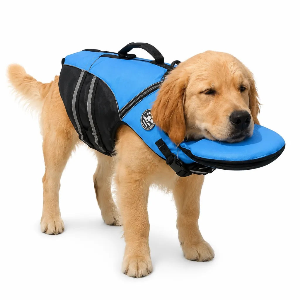 Dog Life Jacket with Chin Float, Reflective Pet Swimming Safety Vest with Lift Handle for Pool Beach
