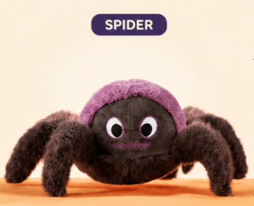 Lot de 4 jouets en peluche couineurs pour chien sur le thème d’Halloween, adorables personnages à mâcher pour animaux : tête de mort, araignée, lapin-citrouille et chauve-souris