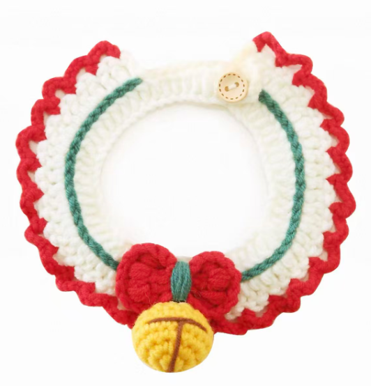 Col festif au crochet fait main en 6 styles, réglable, pour chats et chiens