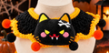 Halloween Hand Crocheted Pet Neck Collar, Spooky Character Pet Costume with Pom Pom Decor for Cats & Small Dogs