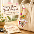 Pawterre Personalized Pet Portrait Keychain - Custom Dog & Cat Photo Charm, Floral Woven Rope