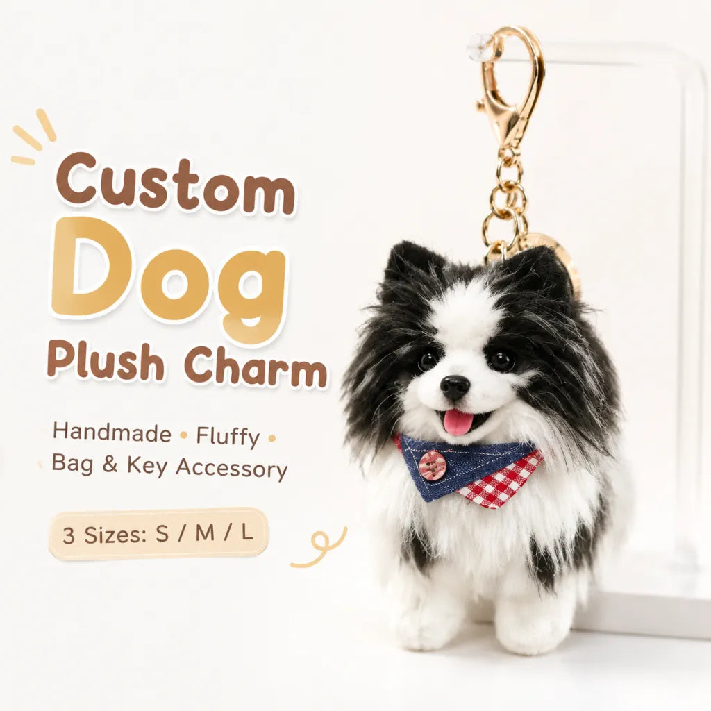 Custom Dog Cat Plush Keychain Charm, Realistic Handmade Pet Replica Made From Photo, Personalized Memorial Bag & Key Accessory