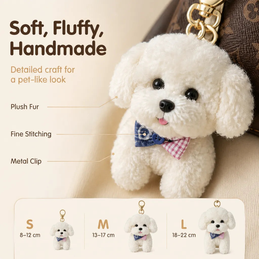 Custom Dog Cat Plush Keychain Charm, Realistic Handmade Pet Replica Made From Photo, Personalized Memorial Bag & Key Accessory