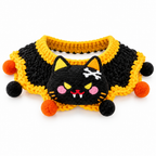 Halloween Hand Crocheted Pet Neck Collar, Spooky Character Pet Costume with Pom Pom Decor for Cats & Small Dogs