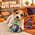 Halloween Wine Bottle Plush Squeaky Dog Toy, Trick or Treat Themed Stuffed Pet Chew Toy, 2 Styles Green Potion Bottle & Purple Wine Bottle