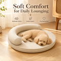 Breathable Cotton-Linen Pet Bed with Bolster
