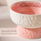 Raised Ceramic Cat Bowl, Cute Elevated Pet Food Water Bowl for Cats & Small Dogs