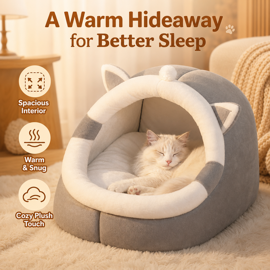 Cozy Semi-Enclosed Cat Bed