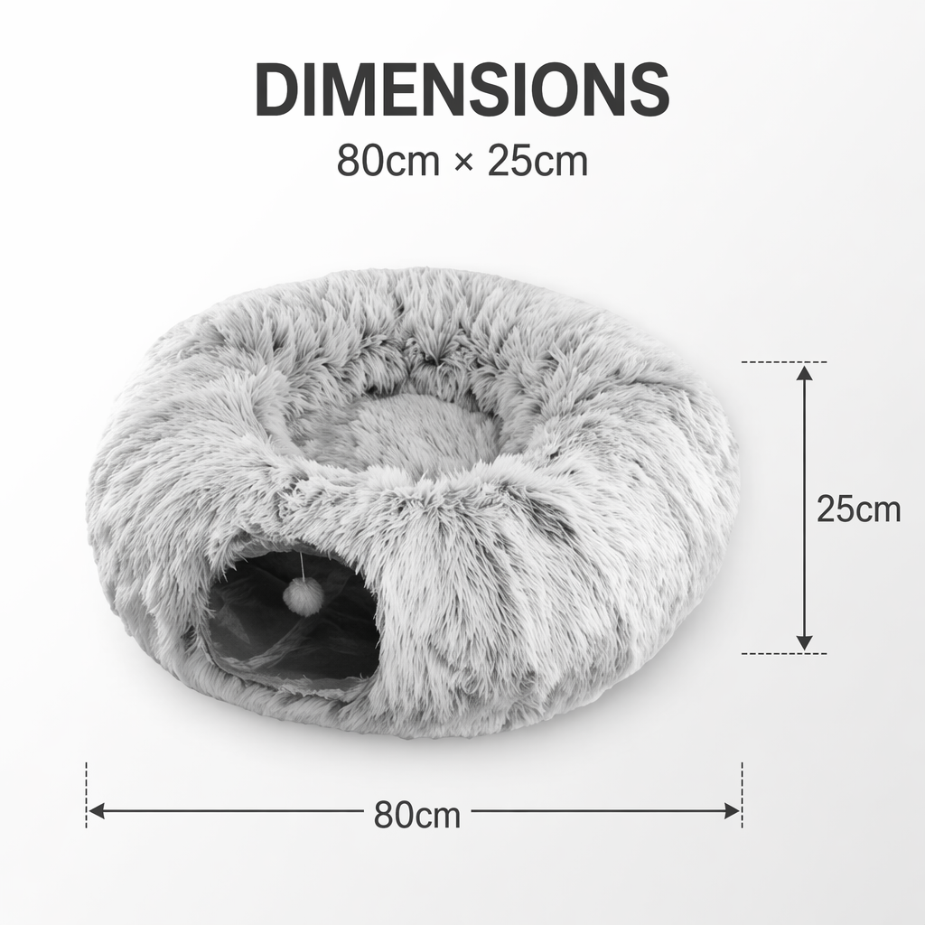 Plush Tunnel Cat Bed