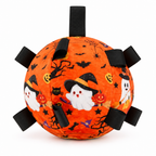 Halloween Interactive Plush Dog Ball Toy, Soft Stuffed Dog Chew Ball with Grab Tabs & Built-in Large Jingle Bell