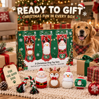 Festive Christmas Dog Toy Bundles, 3 Separate Sets of Santa, Reindeer & Snowman, Each Includes Rope, Squeaky Plush & Tennis Ball