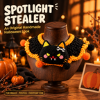 Halloween Hand Crocheted Pet Neck Collar, Spooky Character Pet Costume with Pom Pom Decor for Cats & Small Dogs