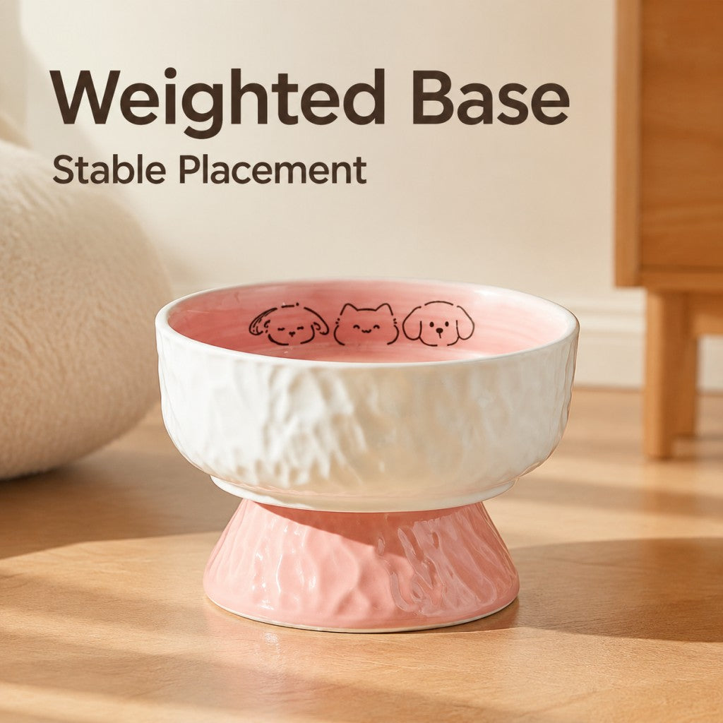 Raised Ceramic Cat Bowl, Cute Elevated Pet Food Water Bowl for Cats & Small Dogs