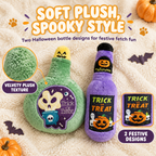 Halloween Wine Bottle Plush Squeaky Dog Toy, Trick or Treat Themed Stuffed Pet Chew Toy, 2 Styles Green Potion Bottle & Purple Wine Bottle