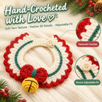 6 Styles Hand Crocheted Christmas Pet Collar, Adjustable Knit Holiday Neckwear for Cats & Dogs