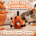 Halloween Interactive Plush Dog Ball Toy, Soft Stuffed Dog Chew Ball with Grab Tabs & Built-in Large Jingle Bell