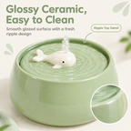 Whale Ceramic Pet Water Fountain, Automatic Circulating Water Dispenser for Cats & Small Dogs