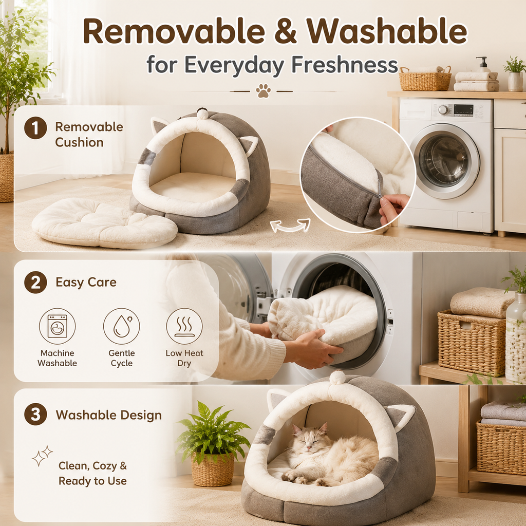 Cozy Semi-Enclosed Cat Bed