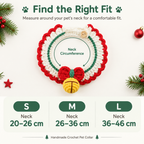6 Styles Hand Crocheted Christmas Pet Collar, Adjustable Knit Holiday Neckwear for Cats & Dogs