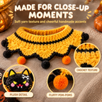 Halloween Hand Crocheted Pet Neck Collar, Spooky Character Pet Costume with Pom Pom Decor for Cats & Small Dogs