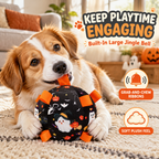 Halloween Interactive Plush Dog Ball Toy, Soft Stuffed Dog Chew Ball with Grab Tabs & Built-in Large Jingle Bell